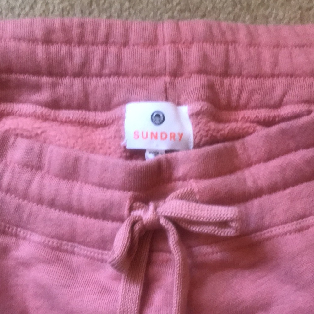 Sundry Women’s Pink Cotton Raw-hem Trouser Sweatpants in size 1 (small).